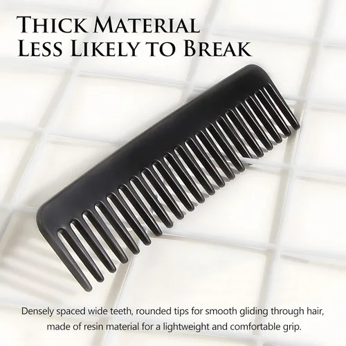 Miniatura 5 de Paquete de 3 herramientas para cola de cabello, peine de dientes anchos para cabello rizado, largo y grueso, color negro