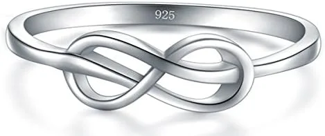 Miniatura 2 de BORUO Anillo infinito Anillos de plata de ley para mujer Anillos de plata de ley 925 Infinity Anillo de nudo Anillo de plata