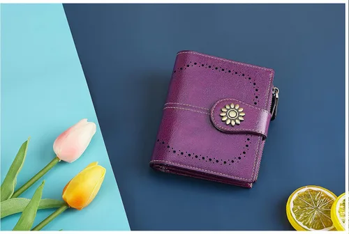 Miniatura 5 de Lavemi Cartera de Piel para Mujer Pequeña Compacta con Bloqueo RFID Estuche para Tarjetas de Crédito Monedero con Bolsillo con Cremallera Small