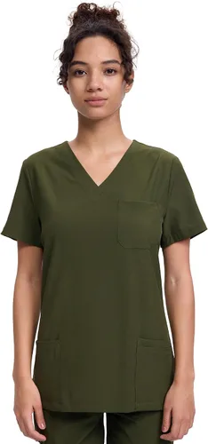 Miniatura 8 de floralhue Uniformes médicos para mujeres, blusas de uniforme médico suaves con cuello en V, uniforme médico elástico con 4 bolsillos, transpirable