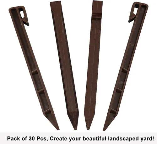 Miniatura 4 de 30 PCS Estacas Marrones para Bordes de Paisajismo de Jardín, Picos de Anclaje de Paisajismo de 10 Pulgadas, Estacas de Tierra de Plástico Resistente