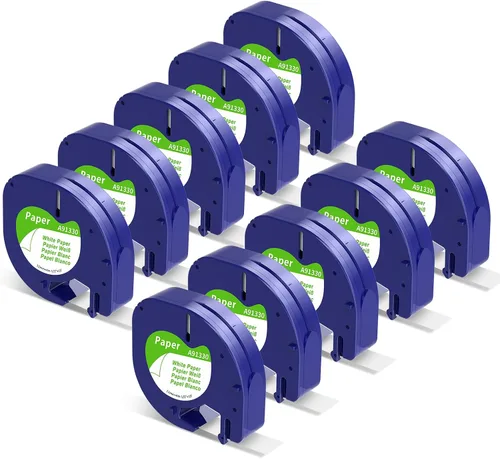 Miniatura 10 de Paquete de 4 cintas adhesivas de plástico transparente compatibles con Dymo Letratag 16952 S0721530 de 0.472 in x 13.1 ft 1/2 pulgadas x 13 pies
