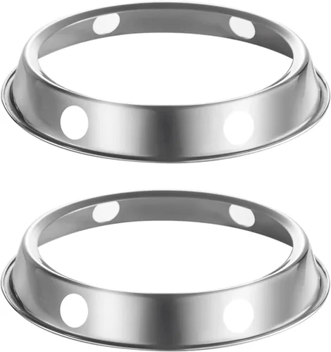 2 anillos para wok, estante de acero inoxidable, tamaño reversible de 7¾ pulgadas y 9¾ pulgadas para uso en la cocina.. 2 PIEZAS