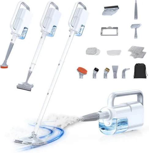 LABIGO Trapeador de vapor 10 en 1 con limpiador de vapor de mano desmontable, tanque de 350ml, calentamiento en 10s, limpiador de vapor de 248°F,