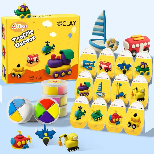 Miniatura 7 de ARTPAR Kit de arcilla de secado al aire para niños, 12 animales marinos, juego de herramientas de escultura de arcilla mágica, antiadherente, Kit