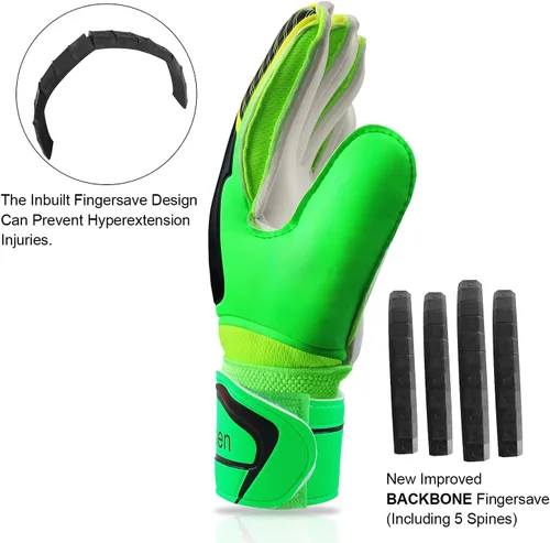 Miniatura 2 de Guantes de portero de fútbol para niños, jóvenes y adultos, guantes de portero de fútbol de agarre fuerte con protección para los dedos