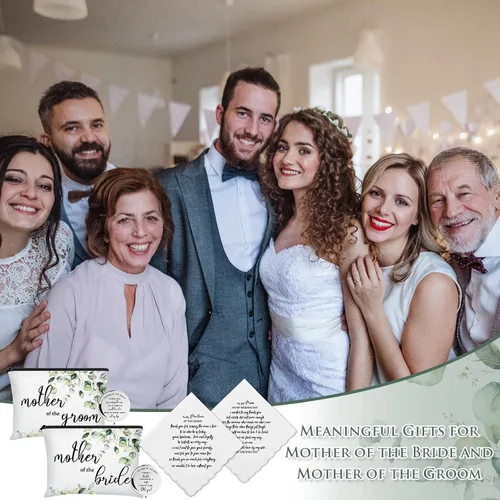 Miniatura 7 de Paquete de 6 regalos para madre de la novia, el juego de regalos para madre del novio, incluye 2 hojas, bolsa de cosméticos, 2 espejos