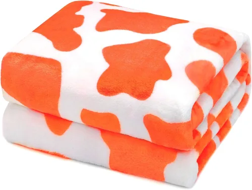 Miniatura 19 de HSEEC Manta de felpa azul con estampado de vaca, manta pequeña de franela de forro polar suave para sofá, 40 x 50 pulgadas