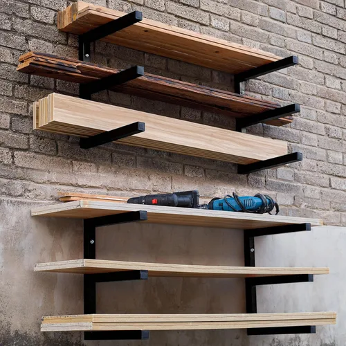 Miniatura 7 de MOOMSINE Estante de almacenamiento de madera montado en la pared, 6 niveles con capacidad para hasta 1200 libras, organizador de madera resistente