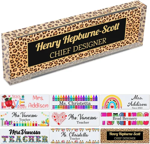 Miniatura 24 de Placa de nombre personalizada para escritorio de profesor para aula, placa de identificación personalizada para escritorios, placa de escritorio