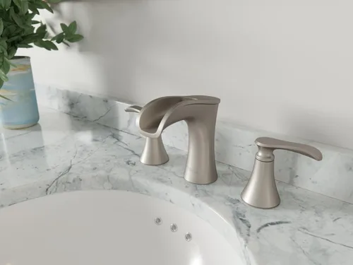 Miniatura 10 de Pfister Jaida LF049JDGS - Grifo de lavabo de baño, 8 pulgadas de ancho, 2 asas, 3 agujeros, acabado de níquel cepillado de defensa contra manchas