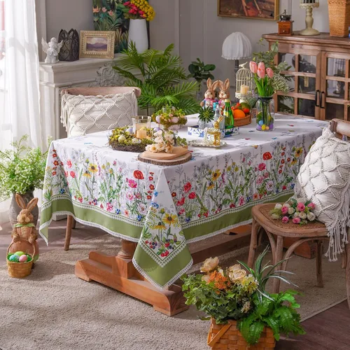 Miniatura 2 de SUTAVIA Mantel de encaje floral impermeable, rectangular, lavable, para el hogar, vacaciones, Acción de Gracias, Navidad, fiesta, comedor