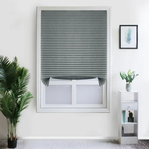 Miniatura 9 de Paquete de 2 persianas temporales para ventana, persianas plisadas autoadhesivas sin cordón sin taladro, persianas de tela para oscurecer la Blanco