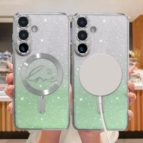 Miniatura 261 de ZONRW - Funda para Samsung Galaxy S22 Ultra magnética, para mujeres y niñas, cubierta trasera suave, lujosa, con corazón de amor, bling, degradado