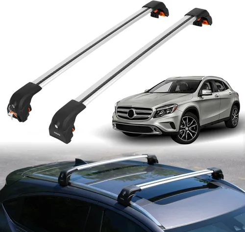 Miniatura 14 de ERKUL Barras transversales para techo para Mercedes Benz GLA 2014-2020 Barras transversales de aluminio con bloqueo antirrobo para el techo
