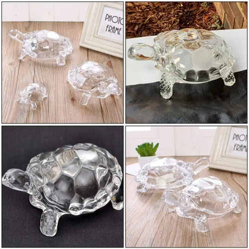 Miniatura 3 de WINOMO Estatua de tortuga de cristal Feng Shui, tortuga de cristal transparente para decoración de acuario, paz, prosperidad y energía positiva