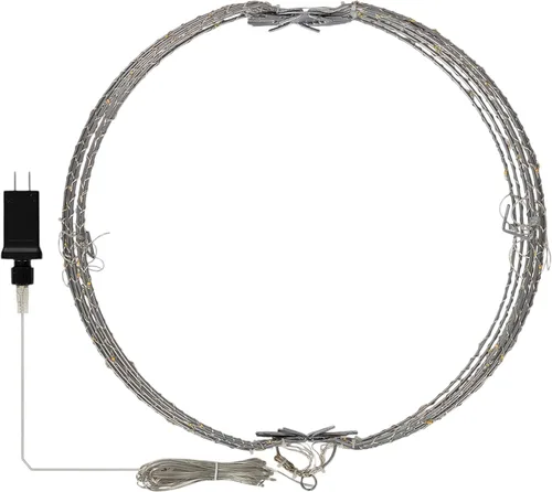 Miniatura 10 de Alpine Corporation Adorno colgante de metal plegable para interiores y exteriores de 16 pulgadas de alto, con luces LED blancas cálidas, decoración