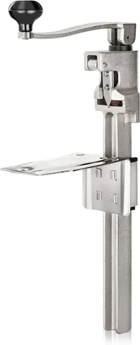 New Star Foodservice 7006841 Abrelatas de mesa manual con base de acero plateado para latas de hasta 11" de alto