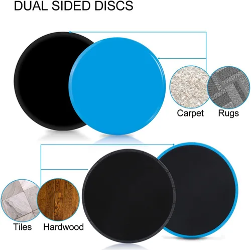Miniatura 4 de Discos deslizantes deslizantes de núcleo, deslizadores de ejercicio, paquete de 4 deslizadores dobles para alfombras, suelos duros, Core Fitness