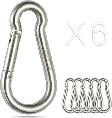Miniatura 7 de sprookber Mosquetón de gancho de resorte de acero inoxidable - 304 clips de acero inoxidable, juego de 6