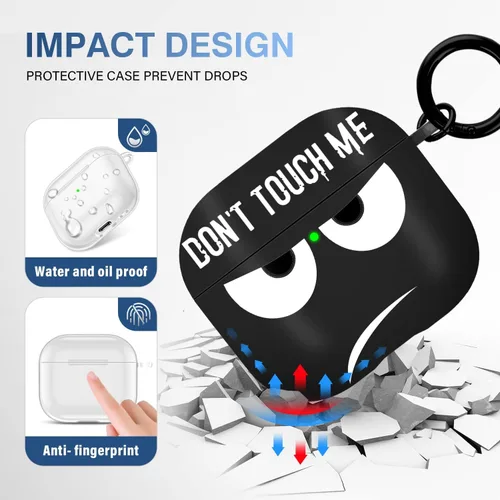 Miniatura 6 de for Airpods 3 Case 2021, Don't Touch Me for Airpods Cover with Keychain/Lanyard Soft Cute Shockproof Cover for Women Men Compatible with for Airpods