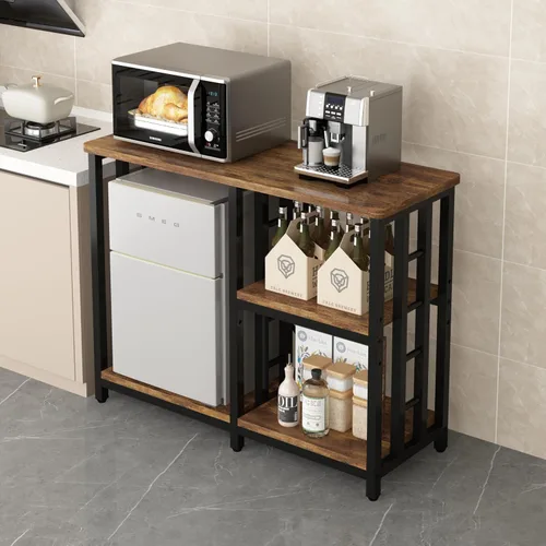 Miniatura 3 de Estante de cocina para panadería de 4 niveles, mini mesa de soporte para horno de microondas y nevera, mesa de café de 5 niveles, soporte
