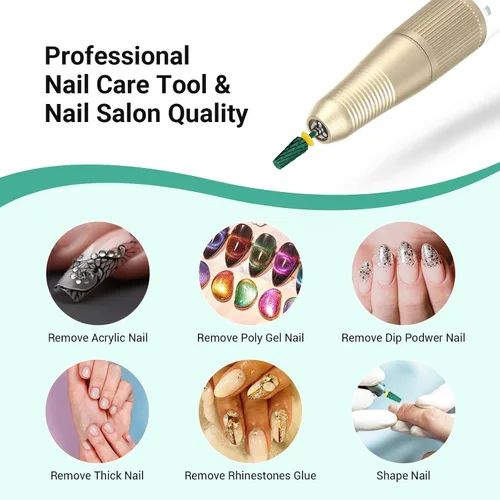 Miniatura 7 de MelodySusie Super Cut Edition Brocas para Uñas 5 en 1, Brocas Multifunción de Carburo de Tungsteno de 3/32'', Adecuadas para Manicura Pedicura