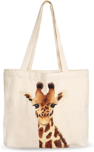 Miniatura 5 de Bolsa de lona, diseño animal, refuerzo resistente, 100% algodón natural, para compras, comestibles, computadora portátil., XL, Bolso grande de lona
