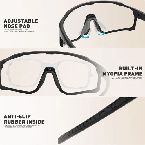 Miniatura 3 de KAPVOE Gafas de ciclismo fotocromáticas para hombres y mujeres, gafas de sol para bicicleta de montaña MTB, deportes, transición, triatlón, carrera