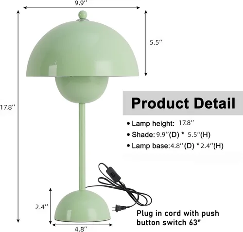 Miniatura 6 de COSYLUX Moderna lámpara de mesa pequeña para dormitorio, bonita lámpara de lectura con pantalla de cúpula reflectante para sala de estar, habitación