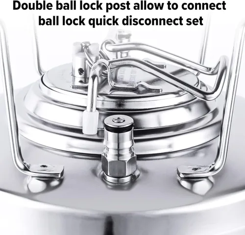 Miniatura 5 de TMCRAFT Mini barril de bloqueo de bola de 2.6 galones, poste de bloqueo de bola doble de acero inoxidable con juego de desconexión rápida