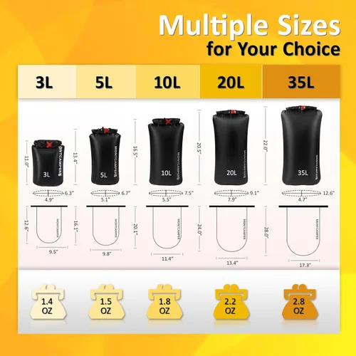 Miniatura 7 de CORDURA Bolsa seca impermeable de 20 litros – Saco resistente IPX6 con silbato de supervivencia para kayak, camping, navegación, playa – Mochila