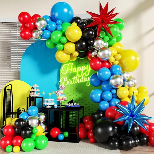 Miniatura 13 de Kit de arco de guirnalda de globos de color azul, blanco y plateado, 140 piezas globos de confeti azul marino claro metálico plateado y blanco