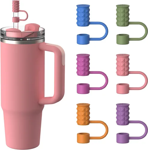 YOTIME 6 tapas de popote de silicona, 0.39 pulgadas/0.394 in, compatibles con Stanley Cup de 40 y 30 onzas, tapa reutilizable a prueba de polvo para