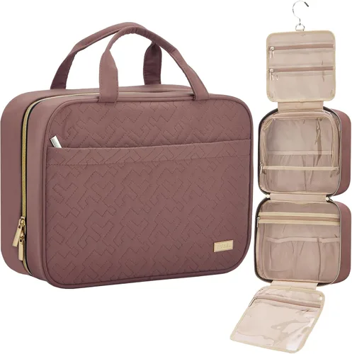 Miniatura 24 de NISHEL Neceser de viaje para mujer, organizador colgante y portátil para champú de tamaño completo, acondicionador, juego de cepillos y accesorios