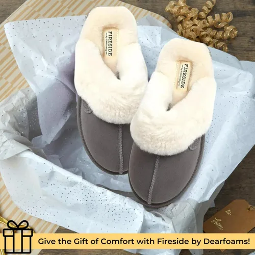Miniatura 13 de Dearfoams Fireside Sydney Pantuflas anchas de piel de oveja para mujer, para interiores y exteriores