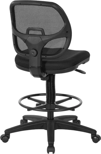 Miniatura 5 de Silla con respaldo de malla de lujo con pie ajustable, Acero inoxidable, Negro