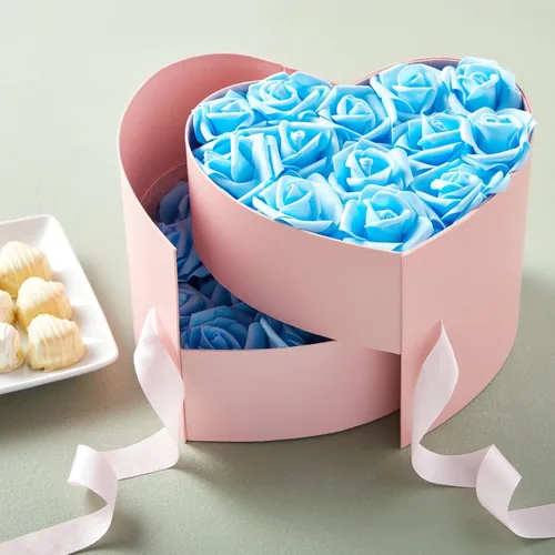 Miniatura 2 de Juvale – 100 unidades de rosas artificiales para decoración de bodas, baby showers, manualidades, 3 pulgadas Azul
