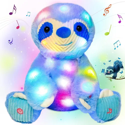 Miniatura 16 de Peluche LED de dinosaurio azul iluminado, para cumpleaños, Navidad, juguetes de peluche T-Rex, regalos para niños pequeños, 12.5 pulgadas