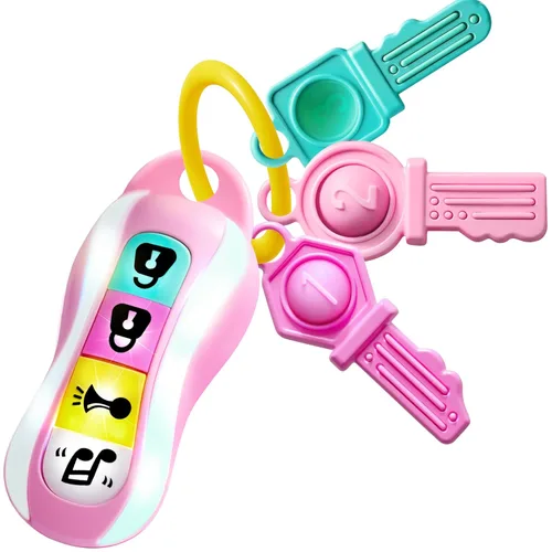 Miniatura 8 de JOYIN Mordedor de llaves de coche para bebés, juguete sensorial de aprendizaje para niños pequeños con música y luces, juguetes musicales para Azul