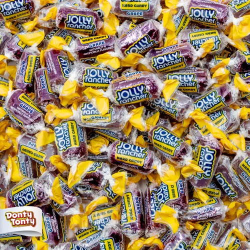 Donty-Tonty - Caramelo duro sabor uva original 2 libras - Bolsa de exhibición de torsión surtida a granel, envuelto individualmente (148 piezas)