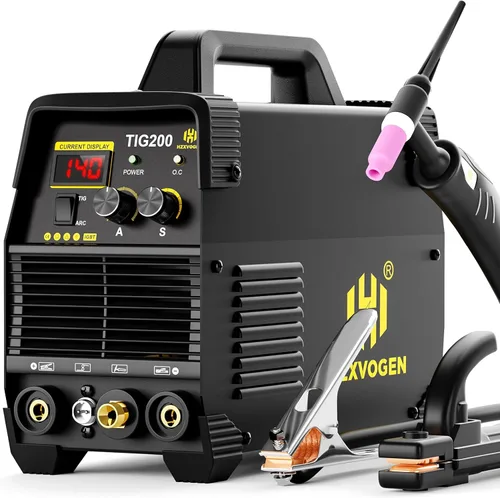 H HZXVOGEN Soldador TIG 200A, HF TIG/Stick 2 en 1 máquina de soldadura con poste de gas, 110V 220V doble voltaje IGBT inversor TIG máquina de