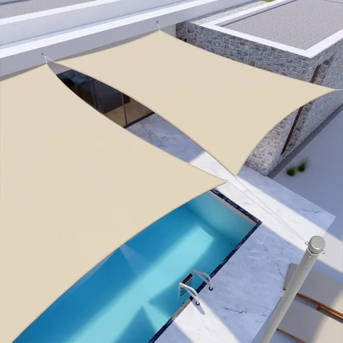 Miniatura 7 de Windscreen4less Toldo rectangular impermeable de 8 x 12 pies, con bloqueo UV, para patio trasero, terraza, balcón, pérgola, jardín (beige)