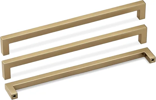 Miniatura 24 de Goldenwarm Paquete de 10 manijas cuadradas de bronce champán de 3 pulgadas (2.992 in) para armarios de cocina, armarios, aparadores y accesorios
