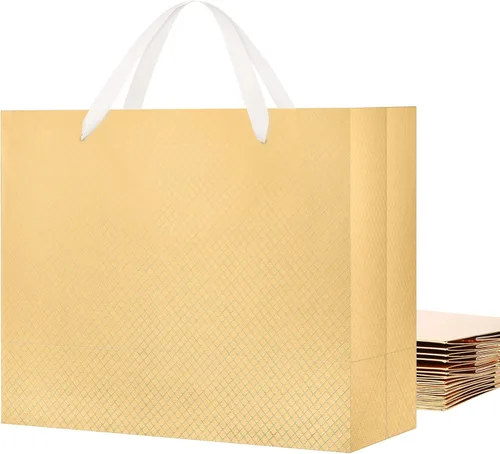 Miniatura 9 de PACKHOME 10 bolsas de regalo grandes de 14.5 x 5 x 10.5 pulgadas, bolsas de regalo negras de alta calidad con asas para regalar