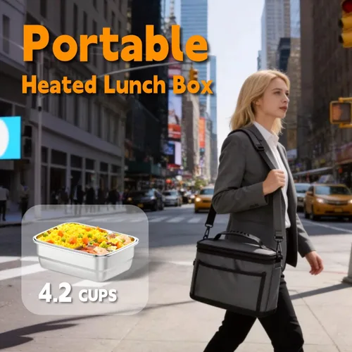 Miniatura 4 de Lonchera térmica – Fiambrera eléctrica para alimentos, calentador de alimentos portátil para el trabajo y los viajes, lonchera calentable caliente