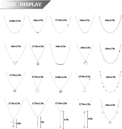 Miniatura 5 de Honsny 20 piezas de collares de gargantilla chapados en oro de 14 quilates para mujer, conjunto de collares de cadena simple con colgante de moneda