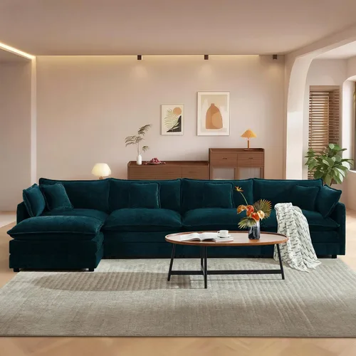 Miniatura 76 de Sofá seccional modular convertible de 76.7", sofás de dos plazas de chenilla con asiento profundo y cojines tipo loveseat para sala de estar, Beige