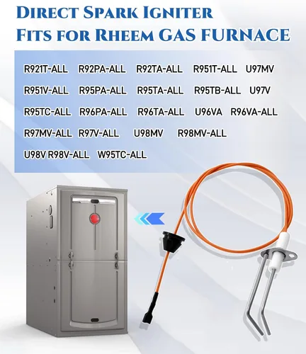 Miniatura 2 de 62-24141-05 Encendedor de chispa directa, quemador de horno, sensor de llama encendedor sensor sensor varilla reemplazo compatible con Rheem R96VA