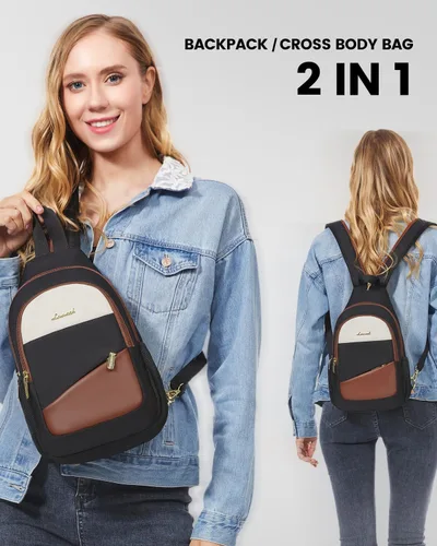 Miniatura 3 de LOVEVOOK - Mochila convertible tipo bandolera para mujeres, mochila pequeña para pañales, para senderismo, mochila resistente al agua para viajes